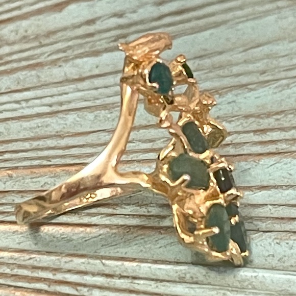 Natural Emerald and Chrome diopside ring sterling silver  gold plated - Picture 8 of 9